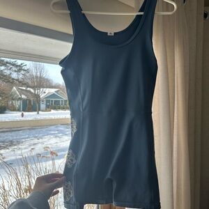 Darc Sport SHE Women Bodysuit L Blue Sofia Scrunch Sleeveless 4"